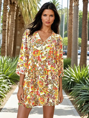 Yellow-yellow cream with floral print *