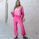 Ensemble pull patchwork contrasté et pantalon de jogging *