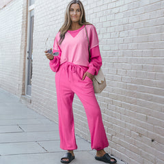 Ensemble pull patchwork contrasté et pantalon de jogging *