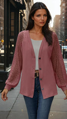 Long -sleeved button cardigan *