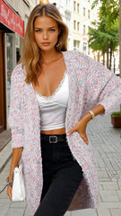 Multicolored pink knitting cardigan *