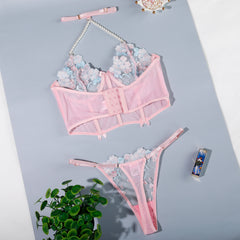🌸 Ensemble Lingerie « Candy Bloom » – Douceur florale pastel & coupe corselet