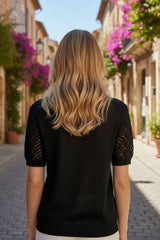 🖤 Gilet ajouré noir à manches courtes – MAX & LAI