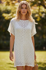 🤍 Robe crocheté blanc ajouré