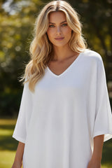 🤍 Pull léger texturé col V