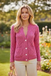 💗 Gilet ajouré rose framboise – ATMOSPHERE