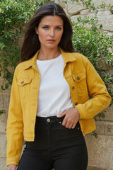 Veste en jean courte coloris jaune