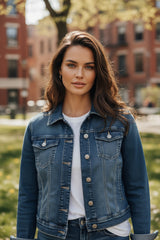 Veste en jean bleu foncé