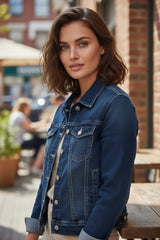 Veste en jean bleu foncé