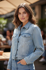 Veste en jean courte bleu clair