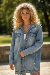 Veste longue en jean destroy