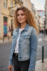 Veste Vintage en jean bleu clair délavé