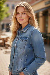 Veste en jean avec col strass