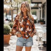 Blouse à manches longues imprimée abstraite *