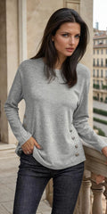 Top de tejer gris con cuello redondo *