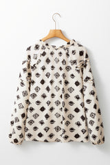 White loose blouse printed *