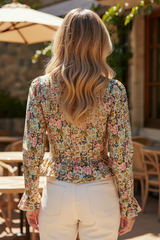 Yellow blouse with ruffles and bubble sleeves *