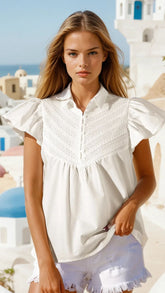 Chemisier à manches de manchon de patchwork *