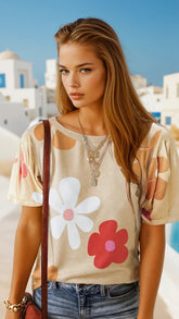 Camiseta con burbujas y estampados de flores *