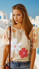 Camiseta con burbujas y estampados de flores *