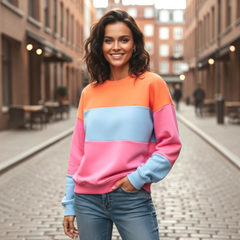 Sweat-shirt à épaules tombantes et patchwork