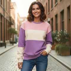 Sweat-shirt à épaules tombantes patchwork color block Meadow Mauve