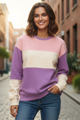 Sweat-shirt à épaules tombantes patchwork color block Meadow Mauve