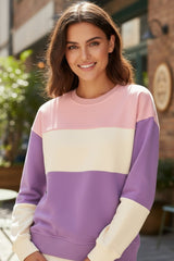 Sweat-shirt à épaules tombantes patchwork color block Meadow Mauve