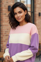 Sweat-shirt à épaules tombantes patchwork color block Meadow Mauve