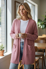 Mineral -red spurred knitted knitting cardigan with pocket