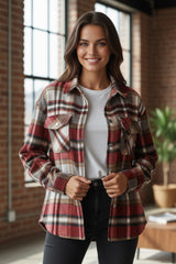 Chaqueta de bolsillo con estampado escocés geométrico *