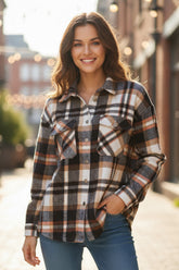 Chaqueta con bolsillo de impresión escocés geométrico *