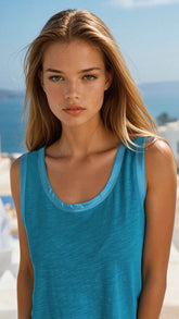 Débardeur Glamour avec Bord Métallique Bleu *