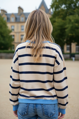 Cardigan ample boutonné à épaules tombantes color block blanc