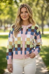 Cardigan en Peluche à Carreaux