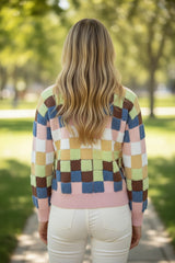 Cardigan en Peluche à Carreaux