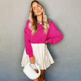 Red Pink Red Popeline Robe