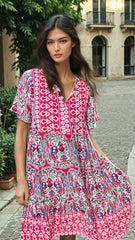 Vestido rosa corto bohemio *