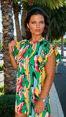 Resumen de mini tambalización de impresión y collar de volantes *