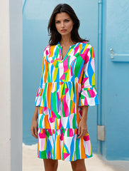 Vestido verde con estampado abstracto *