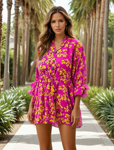 Robe courte fluide tunique à cordon de serrage *