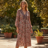 Robe midi à imprimé floral fendue sur le devant *