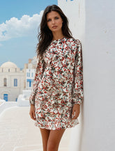 Mini-robe blanche à manches longues *