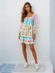 Robe rose à manches bulles et imprimé floral *