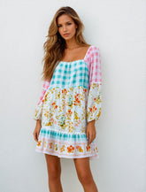 Robe rose à manches bulles et imprimé floral *