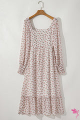 Robe midi blanche à imprimé floral *