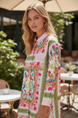 Robe chemise boutonnée à manches longues et imprimé floral *