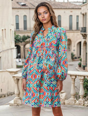 Vestido de primavera recta con estampado abstracto *