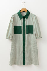 Robe verte avec poches plaquées et boutonnée *