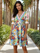 Vestido bohemio con mosaico de crochet *